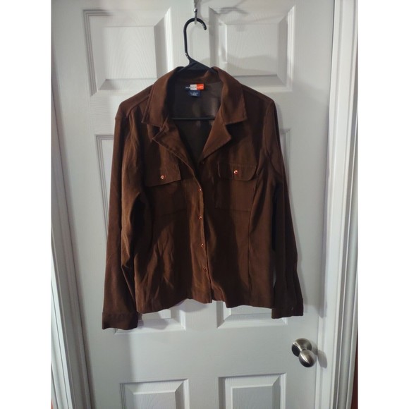 French Kuff Top Size 12 Brown Button down Collar Long Sleeve Thick - Picture 2 of 9